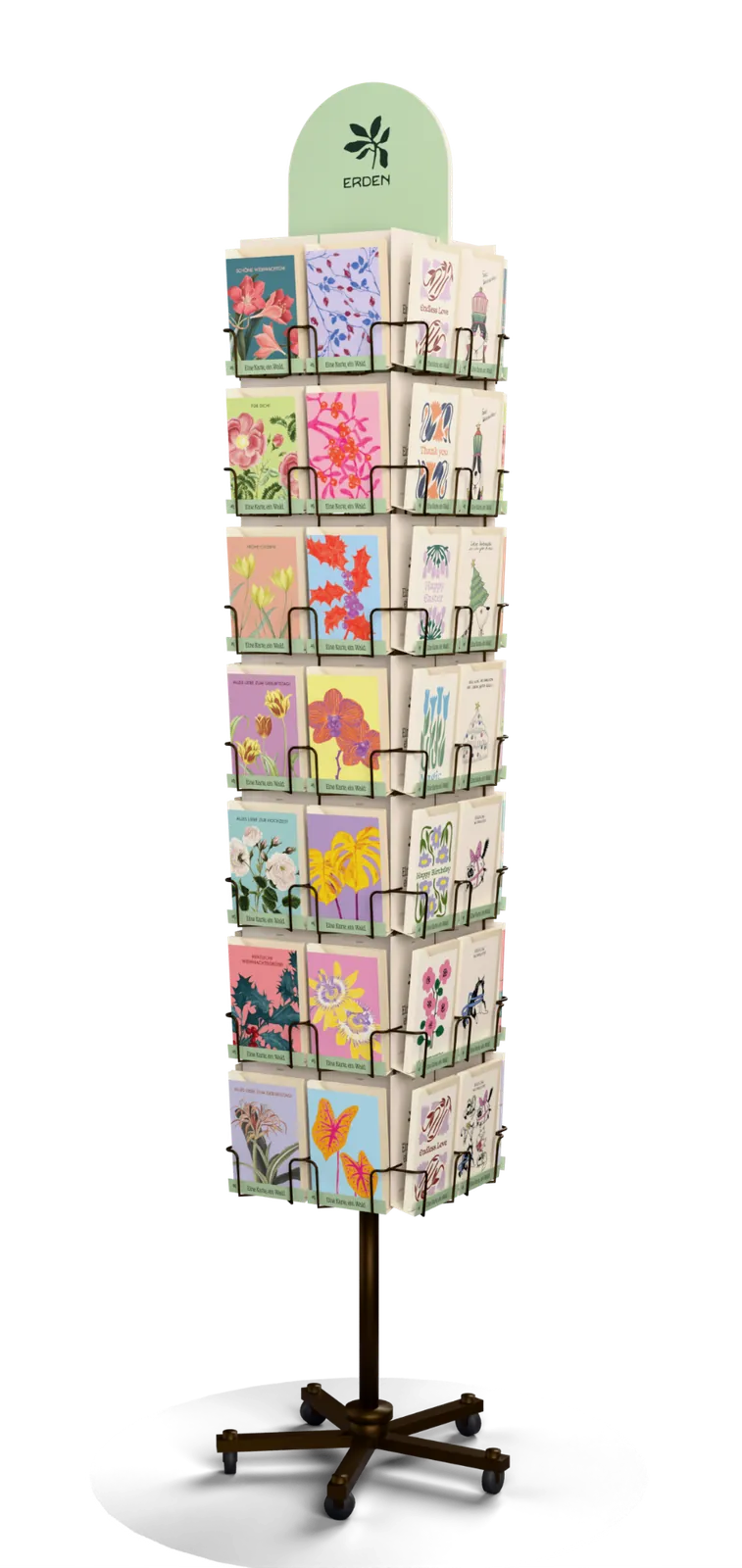ERDEN floor display with 336 greeting cards